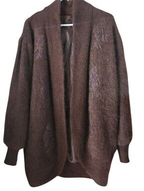 Vintage Eddie Dassin Expresso Angora Cardigan Jacket Size Medium